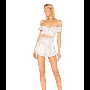 NWT- superdown Striped Off Shoulder Romper